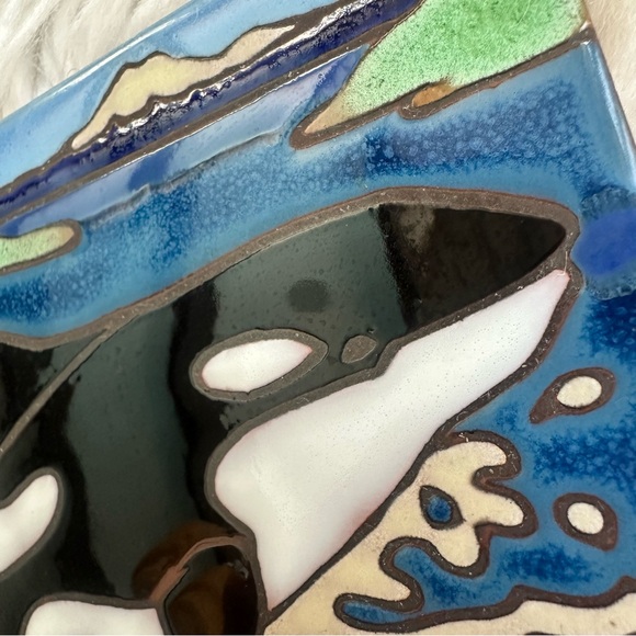 Original Hand Painted Ceramic Art Tile, 6 x 6 inch - Orca Whale - Picture 3 of 5